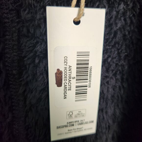 Natural Reflections Small Anthracite Cozy Hooded Cardigan Long Fleece Black NWT - Picture 11 of 13